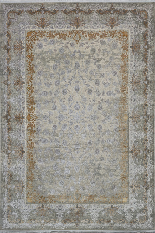 فرش 1200 شانه قیطران نقشه ویدا رنگ کرم گل برجسته