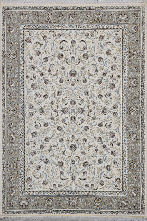 فرش 1500 شانه قیطران طرح چکاوک کرم گل برجسته