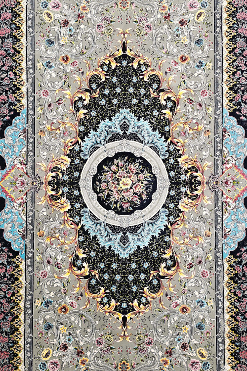 فرش لاکچری با تراکم 3600 و رنگ سرمهای