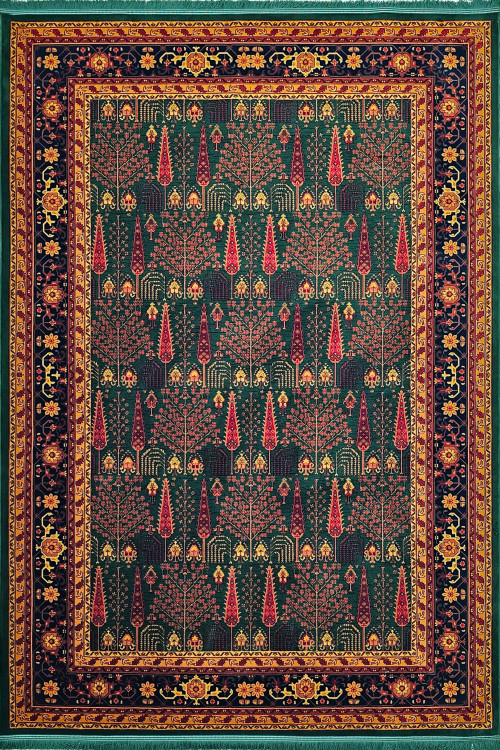 نمای کلی فرش بلوچی سبز مرینوس کد 709