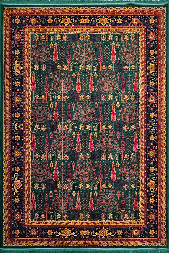 نمای کلی فرش بلوچی سبز مرینوس کد 709