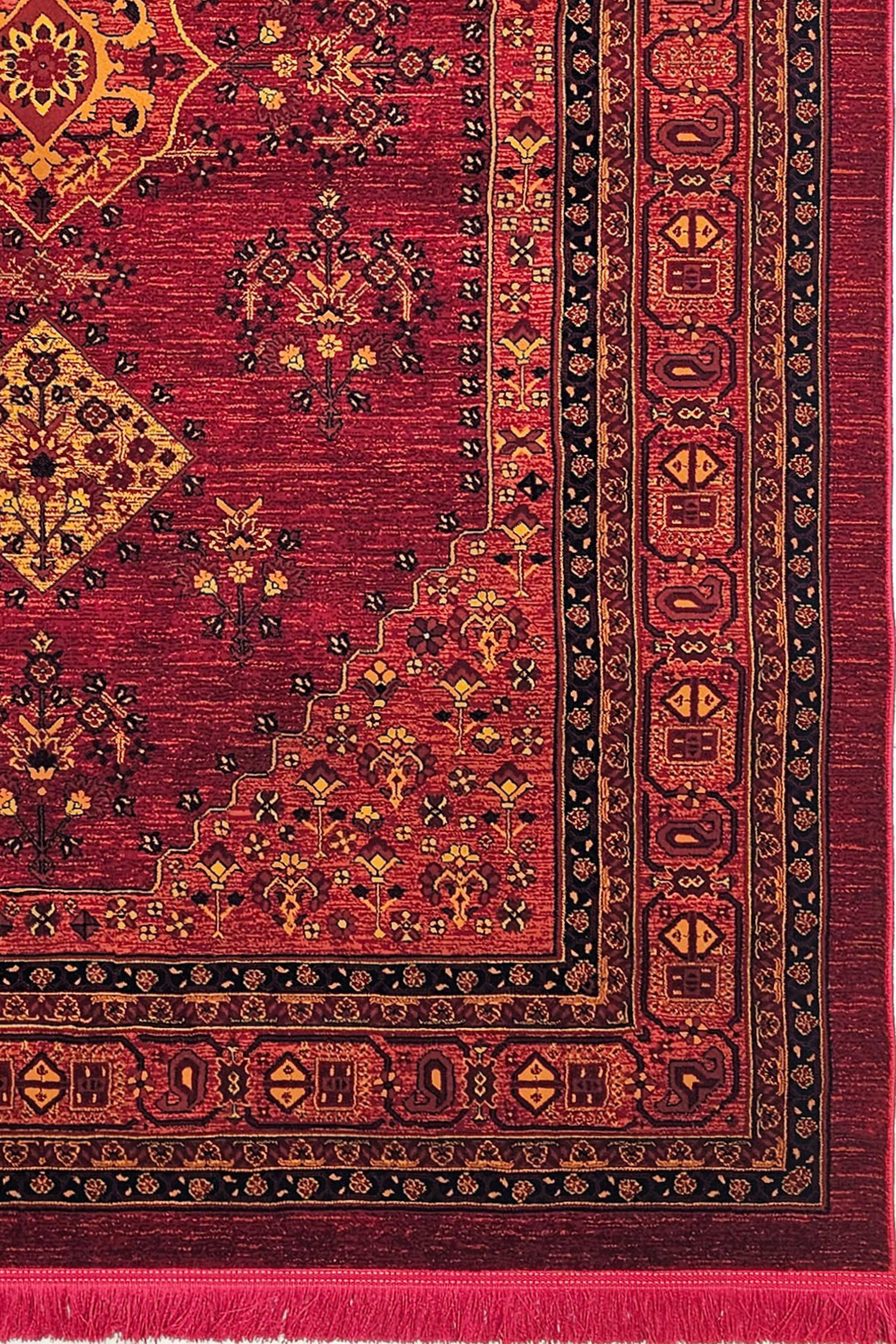 تصویر کامل فرش طرح قشقایی با رنگ گرم