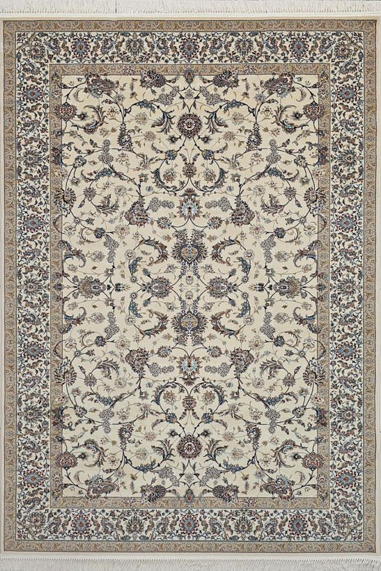 فرش 700 شانه کرم زمرد مشهد نقشه افشان 140092