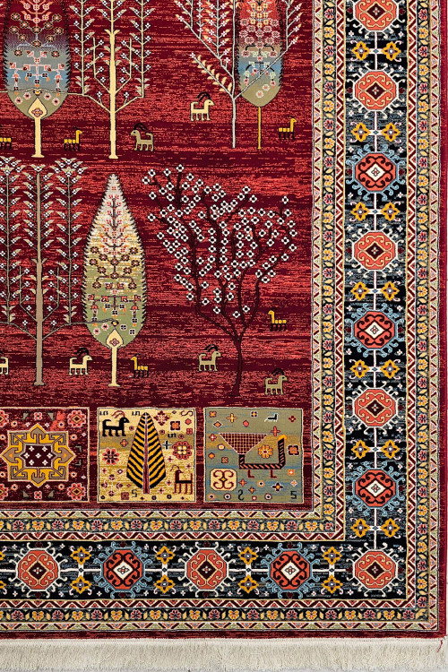 فرش ماشینی لاکی شاهکار نوین با نقشه فاخر ایرانی