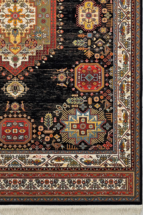 نمای کامل از فرش کلاسیک N120 رنگ سرمهای