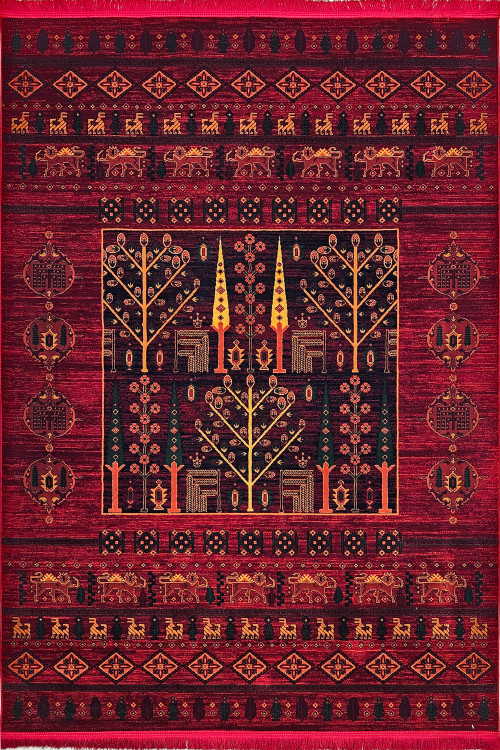 فرش ۷۰۰ شانه مرینوس بافت طرح بلوچی رنگ روناسی کد ۷۰۲