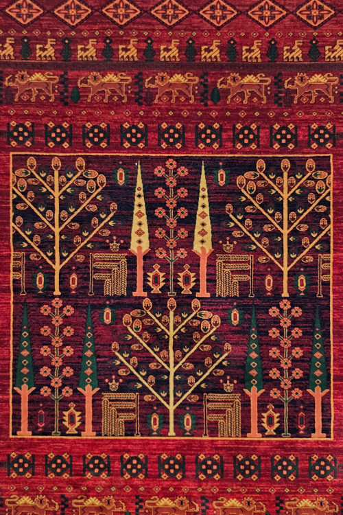 فرش سنتی مرینوس بافت طرح بلوچی مناسب دکورهای گرم