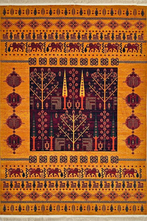 فرش بلوچی مرینوس بافت ۷۰۰ شانه رنگ عسلی کد ۷۰۲