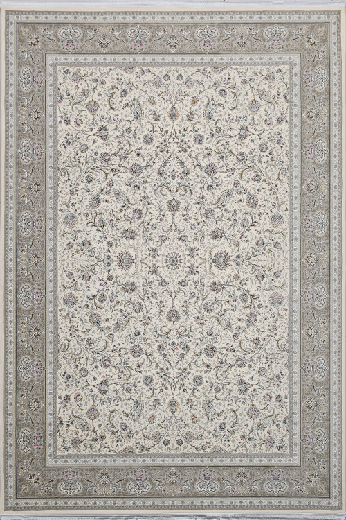 فرش ماهنشان کاشان ۱۵۰۰ شانه نقشه زارا رنگ کرم