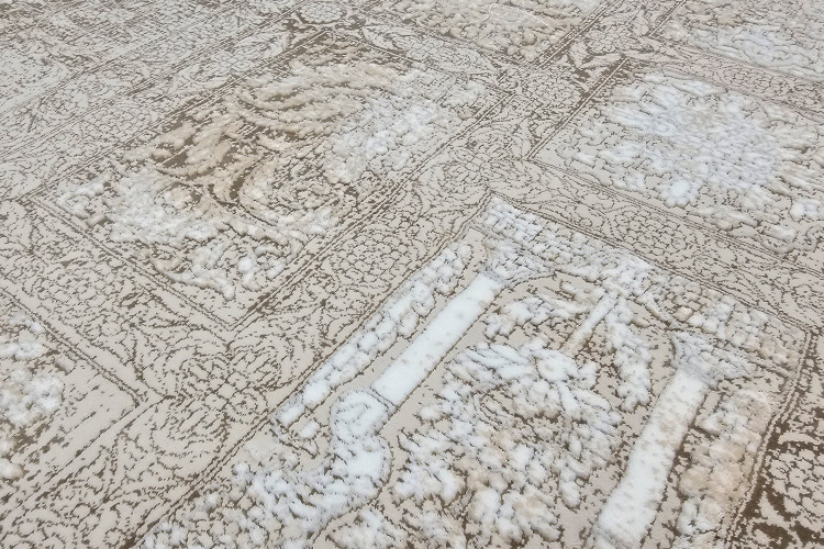 جزئیات نخ اکریلیک هیتست شده در فرش آوات