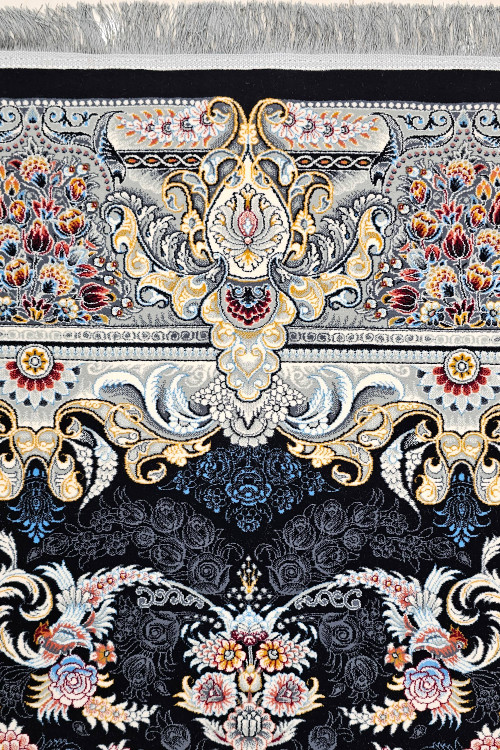 فرش ماشینی ستایش سرمهای با ظاهری لوکس مناسب پذیرایی