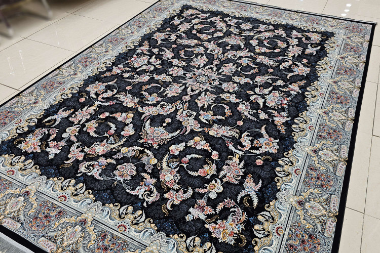 فضای نشیمن با فرش ستایش کد 172 سرمهای و دمدست