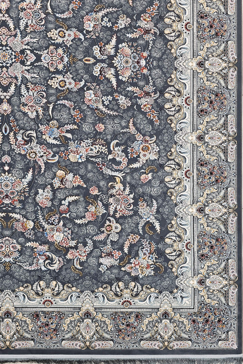 نمای کلی فرش دودی رنگ با طرح آترین