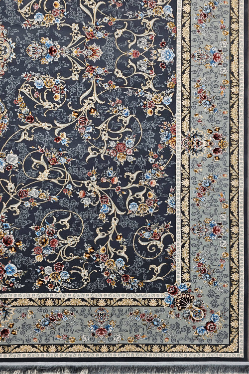 نمای کلی فرش شاهان رنگ دودی با طراحی کلاسیک