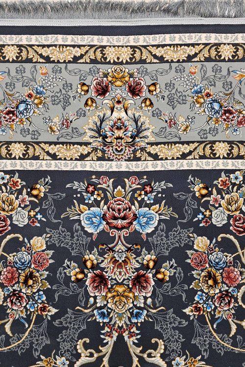 فرش ماشینی دودی با نقوش سلطنتی