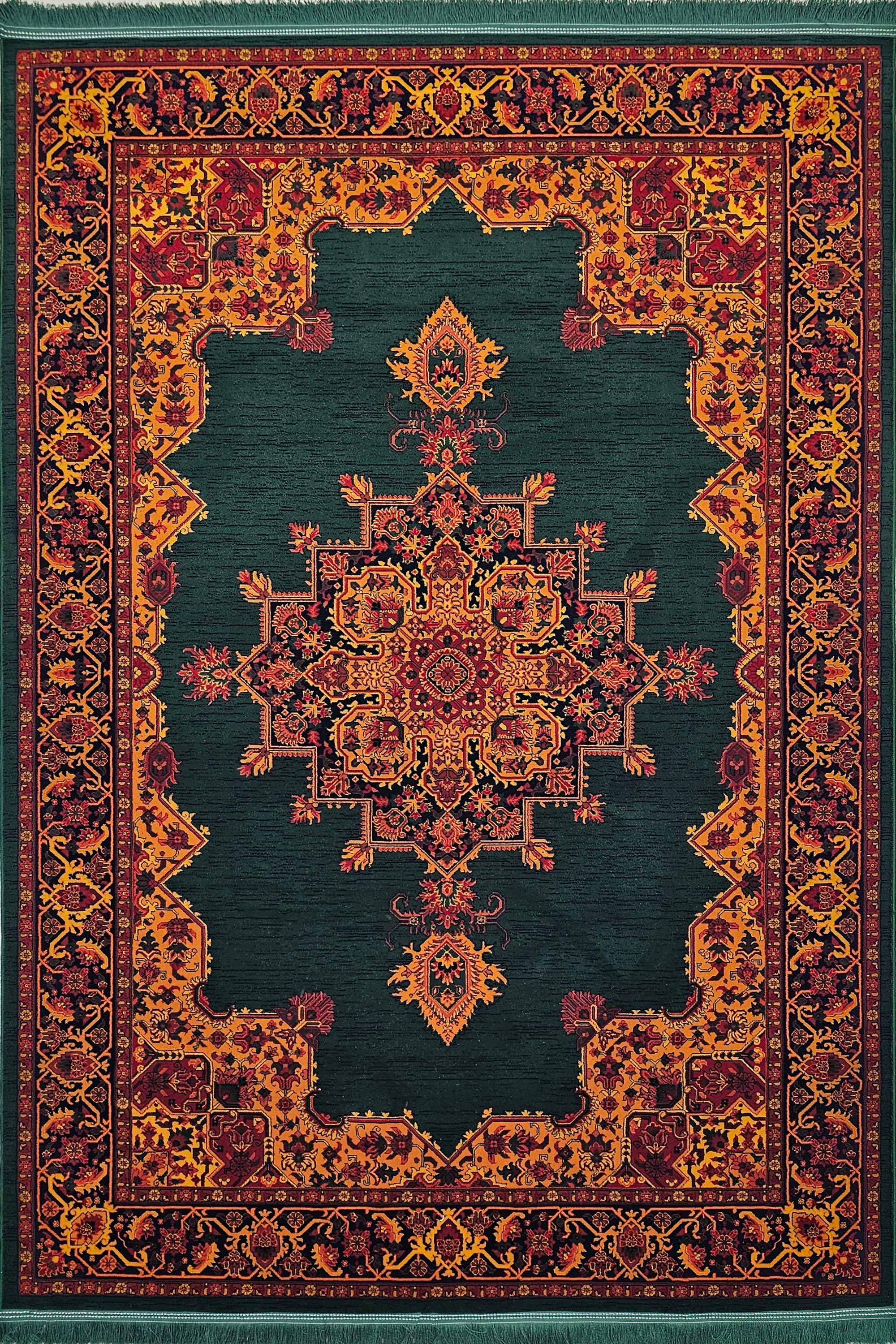 «فرش 700 شانه مرینوس طرح بلوچی کد 717 سبز اکریلیک»