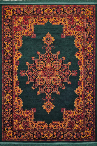 «فرش 700 شانه مرینوس طرح بلوچی کد 717 سبز اکریلیک»