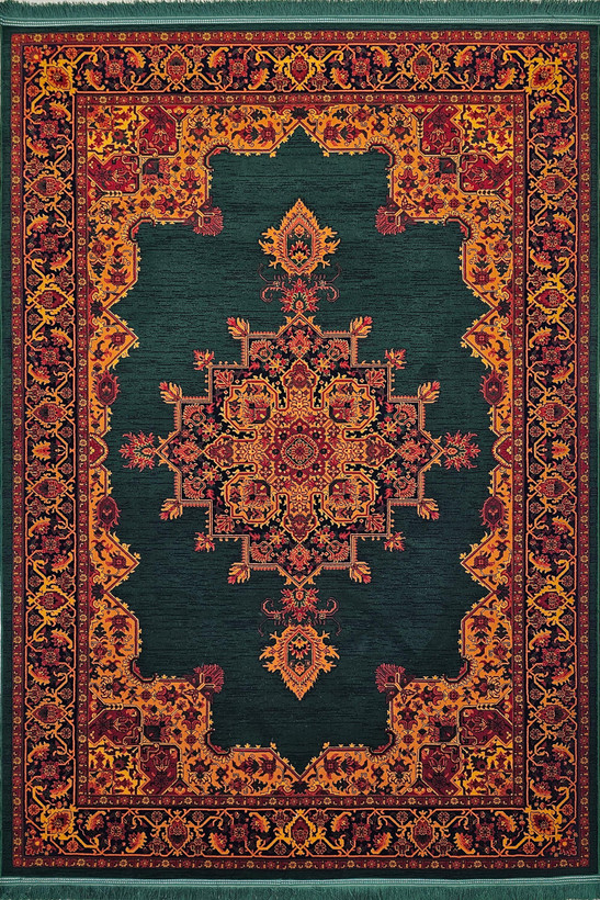 «فرش 700 شانه مرینوس طرح بلوچی کد 717 سبز اکریلیک»