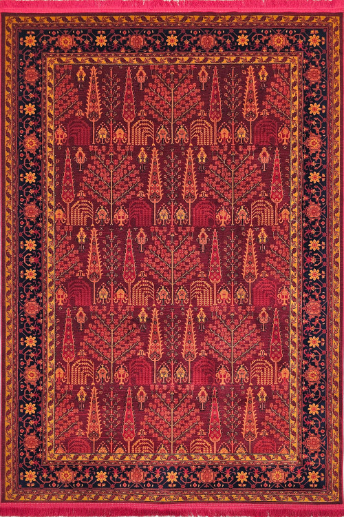 «فرش 700 شانه مرینوس طرح قشقایی کد 2815 روناسی اکریلیک»