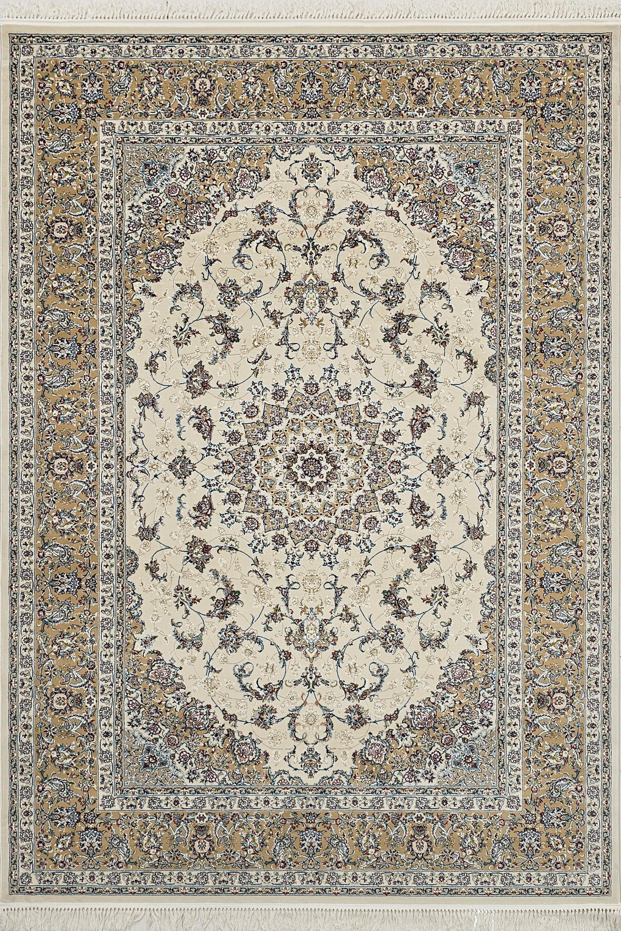 «فرش 700 شانه زمرد مشهد نقشه لچک و ترنج کرم 2100 تراکم»