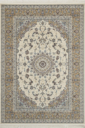 «فرش 700 شانه زمرد مشهد نقشه لچک و ترنج کرم 2100 تراکم»