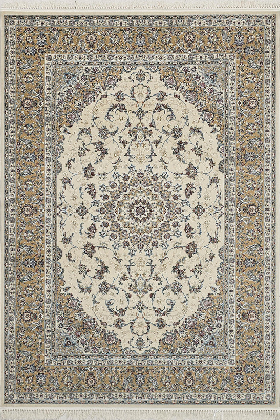 «فرش 700 شانه زمرد مشهد نقشه لچک و ترنج کرم 2100 تراکم»