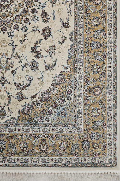 «Zomorod Mashhad 700shane lachak tornj cream carpet floor rug»
