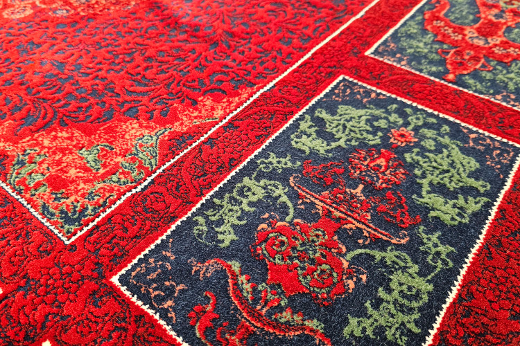 «فرش تهرانفرش 1200 شانه کتیبه لاکی بافت ریز و تراکم 3600»