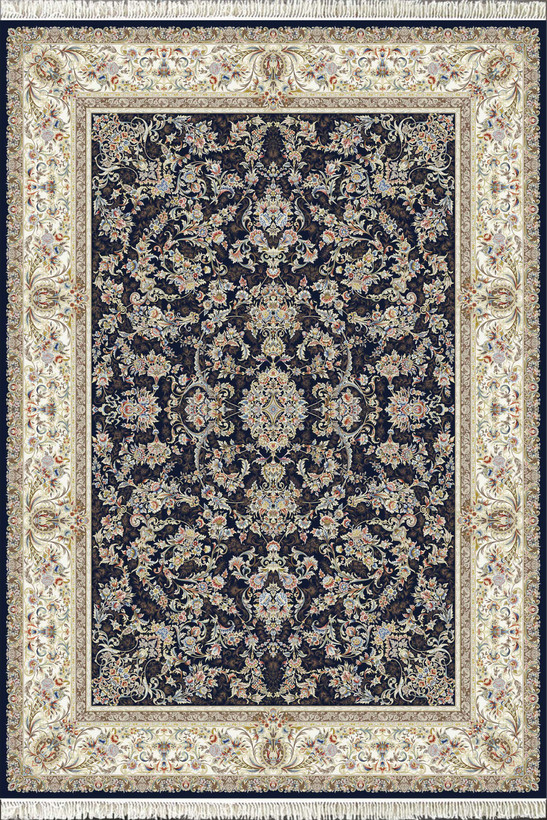 فرش 1200 شانه ایلیا نگین تهران نقشه محتشم سرمهای با تراکم 3600 و ضخامت بالا