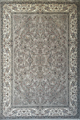 فرش 1200 شانه ایلیا نگین تهران نقشه محتشم نقرهای با تراکم 3600 و ضخامت بالا