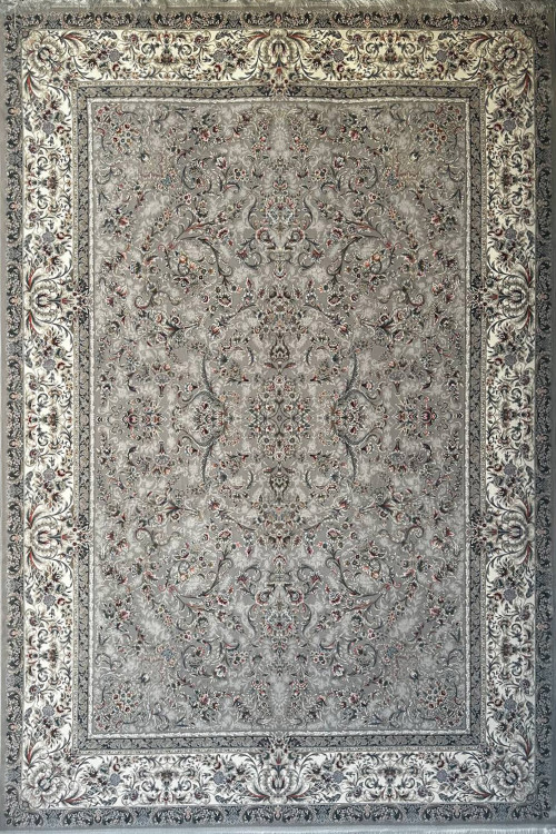 فرش 1200 شانه ایلیا نگین تهران نقشه محتشم نقرهای با تراکم 3600 و ضخامت بالا