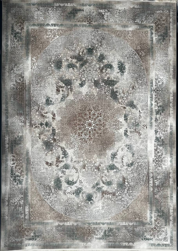 فرش 1200 شانه ایلیا نگین تهران مدل وینتیج 4033 سبزتراک با تراکم 3600 و ضخامت بالا