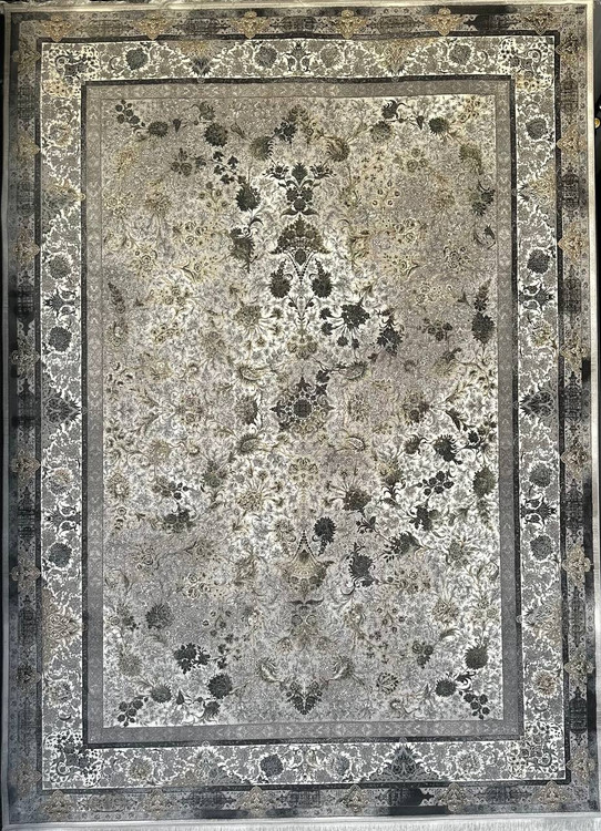 فرش 1200 شانه ایلیا نگین تهران مدل وینتیج 4408 سبز با تراکم 3600 و ضخامت بالا