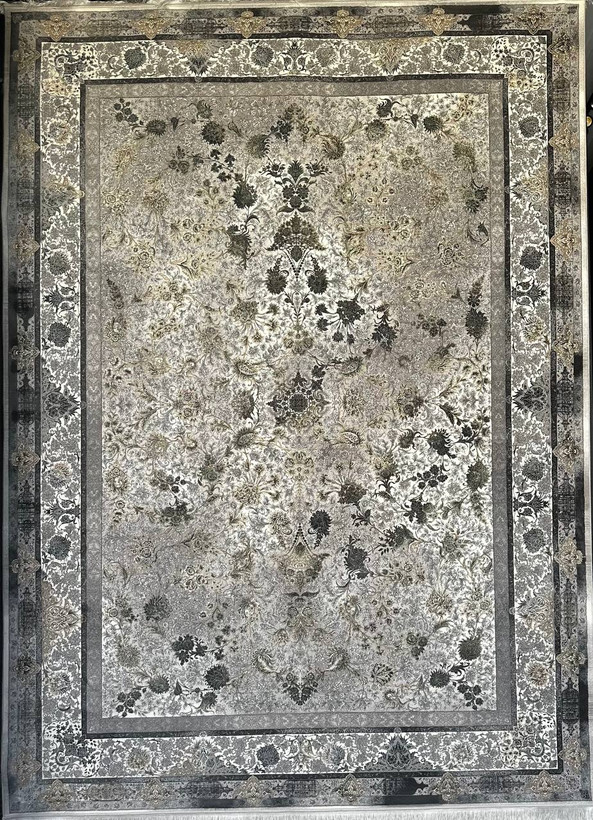 فرش 1200 شانه ایلیا نگین تهران مدل وینتیج 4408 سبز با تراکم 3600 و ضخامت بالا