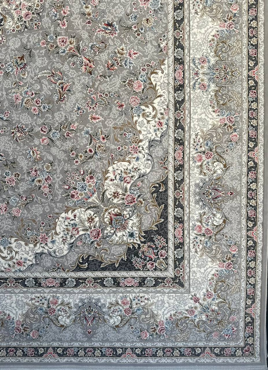 تصویر فرش اکریلیک 1200 شانه نقش افشار نقرهای ایلیا نگین تهران