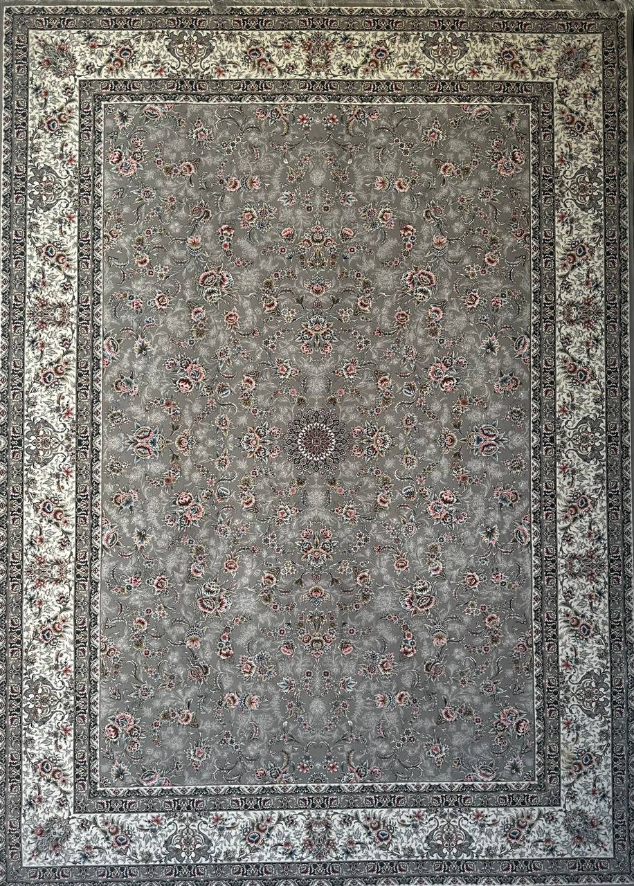 فرش 1200 شانه ایلیا نگین تهران نقش آوا نقره‌ای با تراکم 3600 و ضخامت بالا