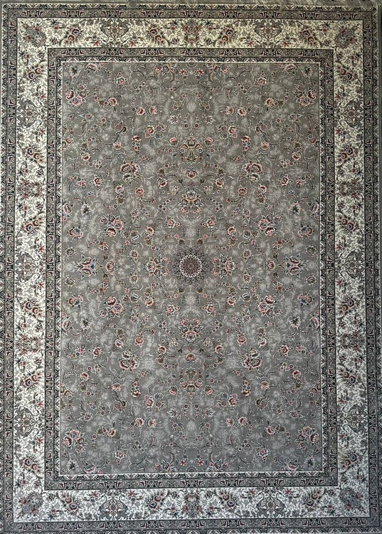 فرش 1200 شانه ایلیا نگین تهران نقش آوا نقرهای با تراکم 3600 و ضخامت بالا