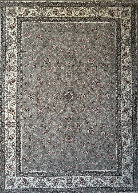 فرش 1200 شانه ایلیا نگین تهران نقش آوا نقرهای با تراکم 3600 و ضخامت بالا