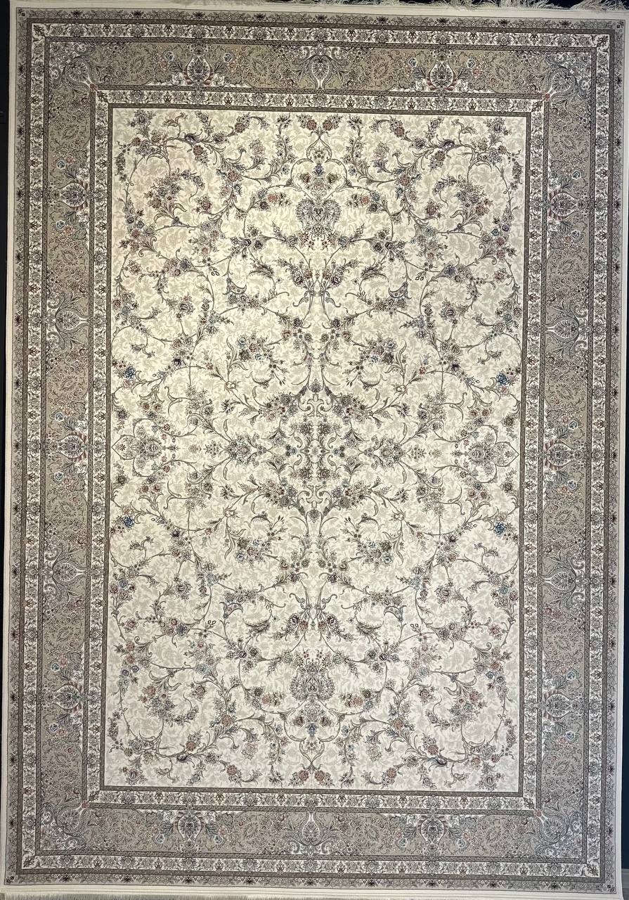 فرش 1200 شانه ایلیا نگین تهران نقش بهار کرم با تراکم 3600 و ضخامت بالا