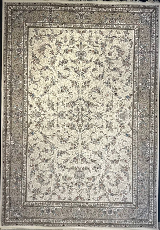 فرش 1200 شانه ایلیا نگین تهران نقش بهار کرم با تراکم 3600 و ضخامت بالا