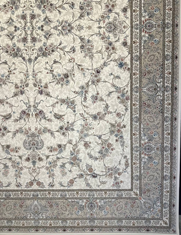 تصویر فرش اکریلیک 1200 شانه نقش بهار کرم ایلیا نگین تهران