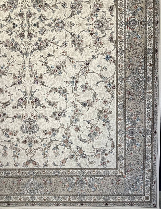 تصویر فرش اکریلیک 1200 شانه نقش بهار کرم ایلیا نگین تهران