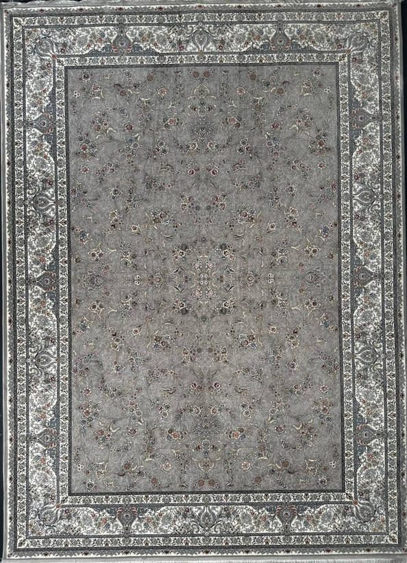 فرش 1200 شانه ایلیا نگین تهران نقش بهار نقرهای با تراکم 3600 و ضخامت بالا