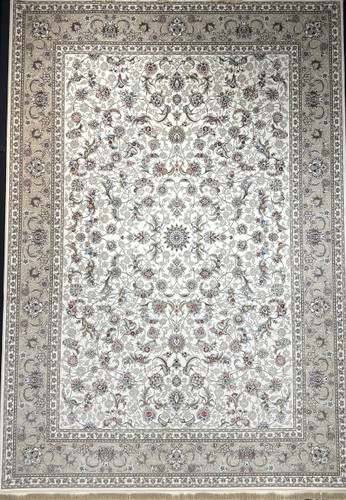 فرش 1200 شانه ایلیا نگین تهران نقش زرگل کرم با تراکم 3600 و ضخامت بالا