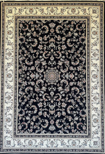 فرش 1200 شانه ایلیا نگین تهران نقش شهریار سرمهای با تراکم 3600 و ضخامت بالا