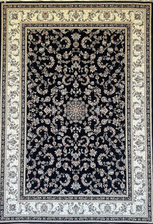 فرش 1200 شانه ایلیا نگین تهران نقش شهریار سرمهای با تراکم 3600 و ضخامت بالا