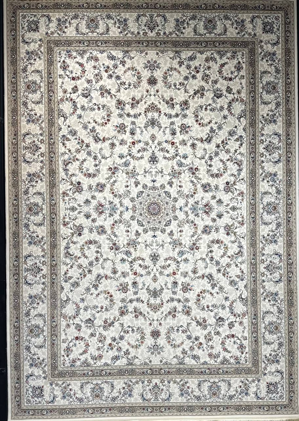 فرش 1200 شانه ایلیا نگین تهران نقش شهریار کرم با تراکم 3600 و ضخامت بالا