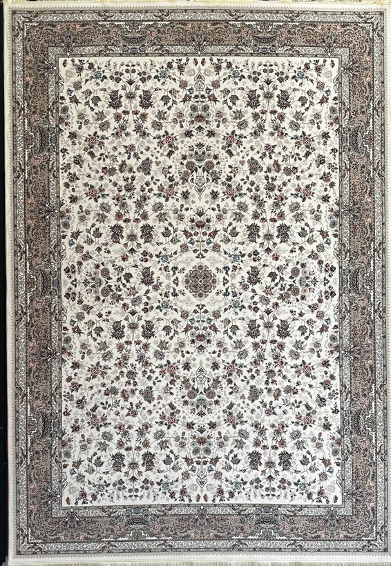 فرش 1200 شانه ایلیا نگین تهران نقش کیمیای سعادت کرم با تراکم 3600 و ضخامت بالا