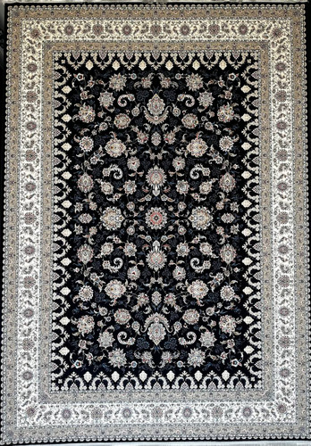 فرش 1200 شانه ایلیا نگین تهران نقش نگار سرمهای با تراکم 3600 و ضخامت بالا