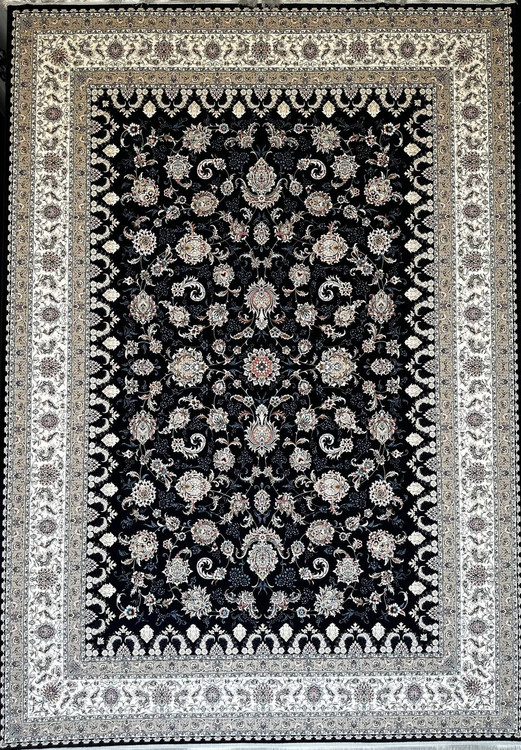 فرش 1200 شانه ایلیا نگین تهران نقش نگار سرمهای با تراکم 3600 و ضخامت بالا